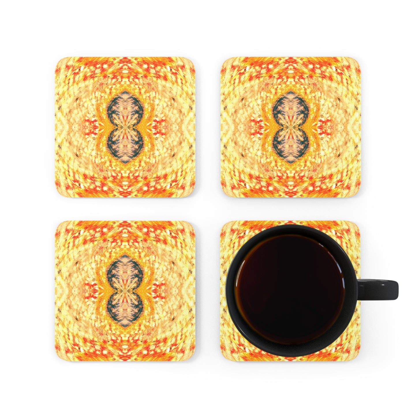 Fire Spirits 4-Piece Corkwood Coaster Set