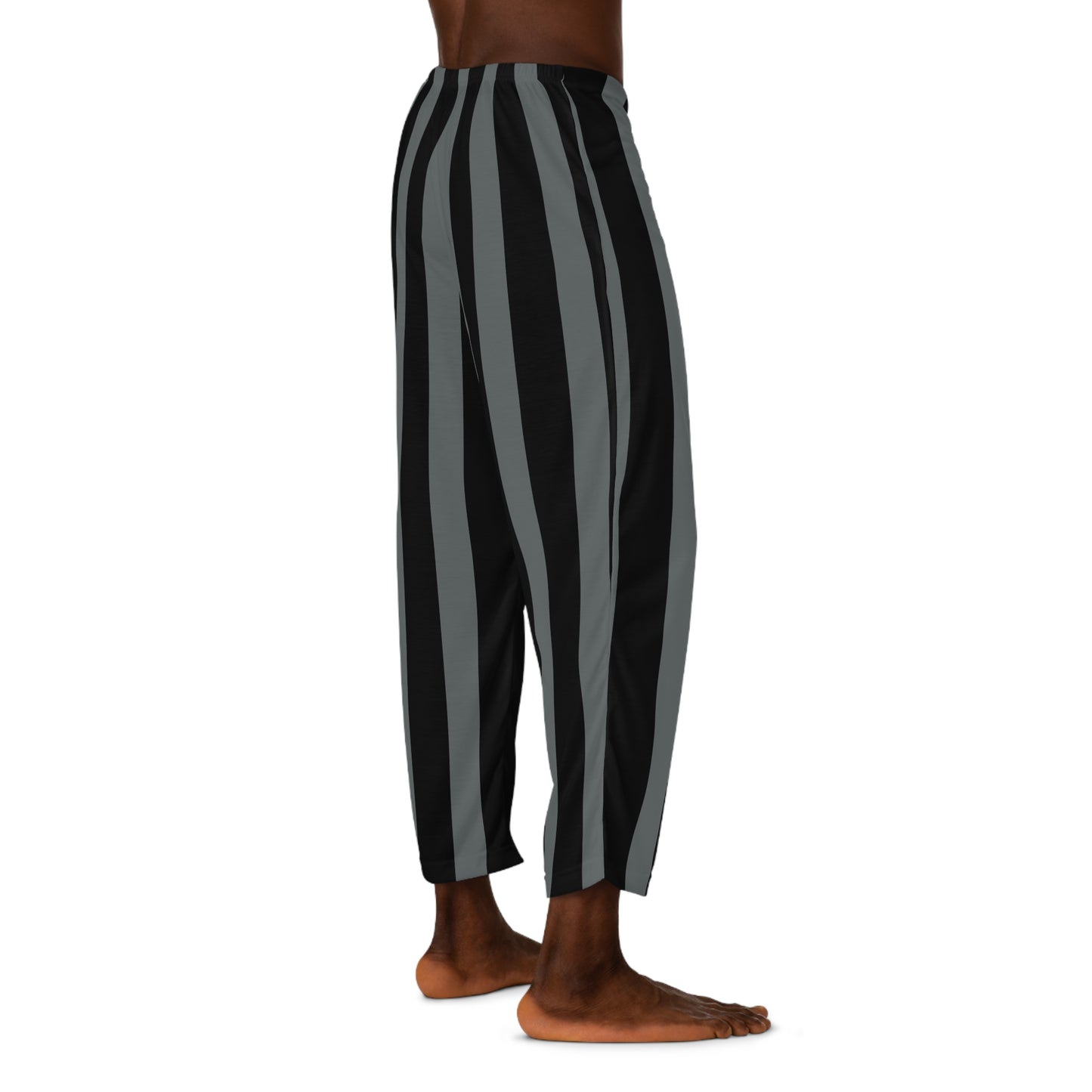 Gray + Black Vertical Striped Men's Pajama Pants