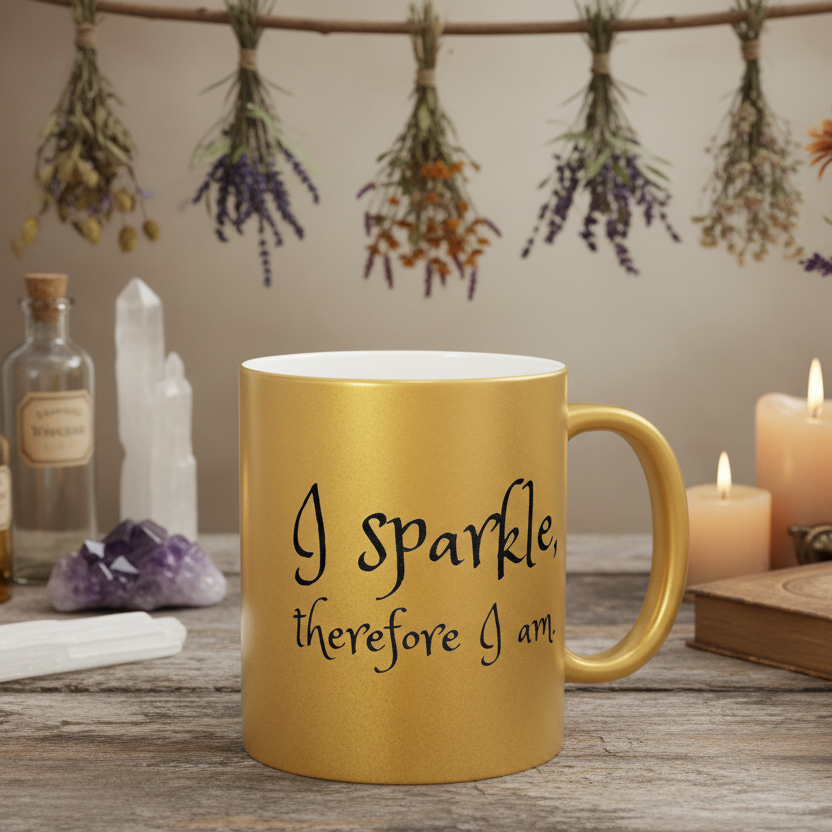 I Sparkle, Therefore I Am Metallic Gold Mug
