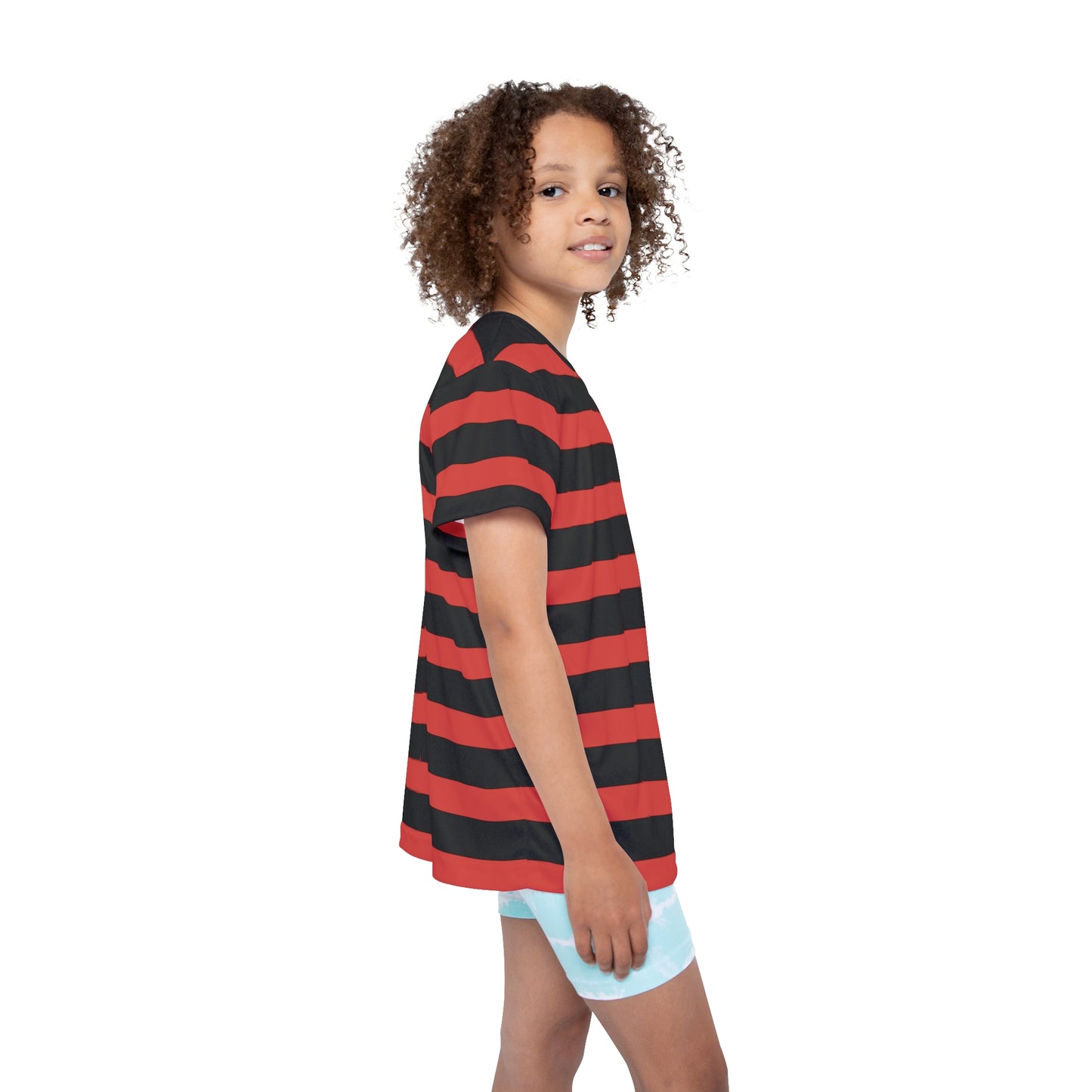 Rusty Red + Black Stripes Kids' Poly Tee
