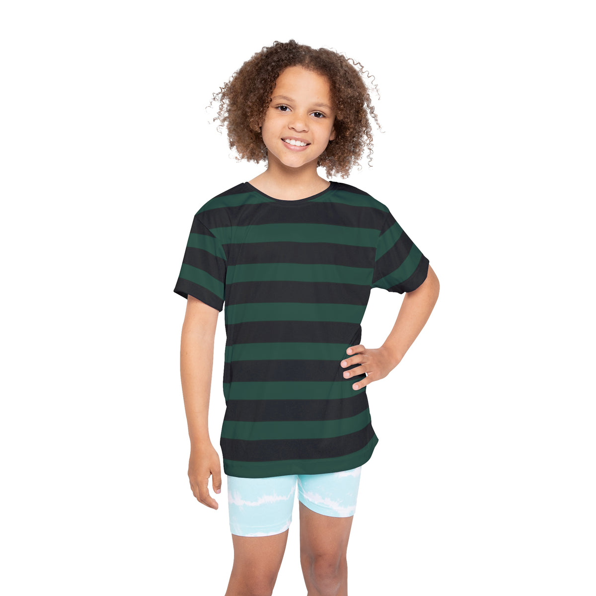 Green + Black Stripes Kids' Poly Tee