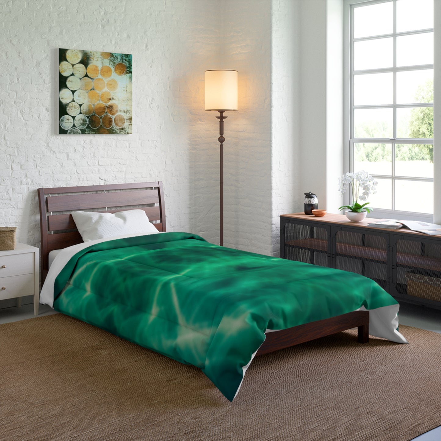 Electric Green Light Bedroom Comforter (Twin, Twin XL, Queen, King)