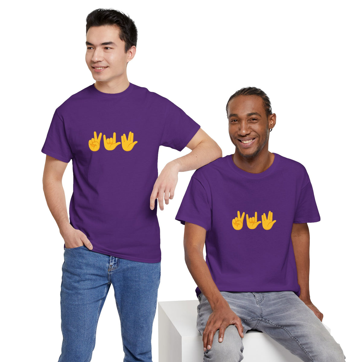 Peace, Love, Live Long Emoji Adult 100% Cotton T-Shirt (Multicolors)