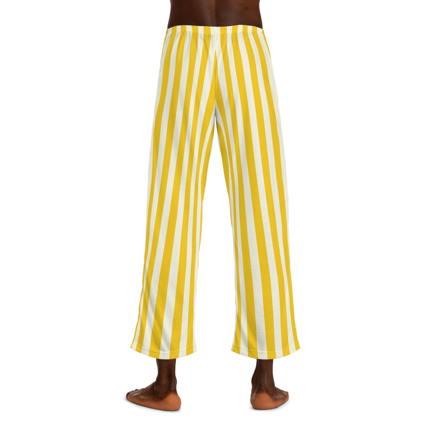 Lemony Yellow Vertical Striped Men's Pajama Pants