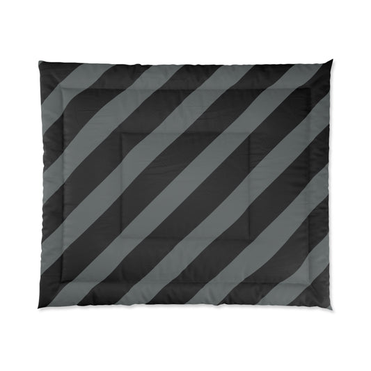 Diagonal Black + Gray Stripe Comforter (Twin, Twin XL, Queen, King)
