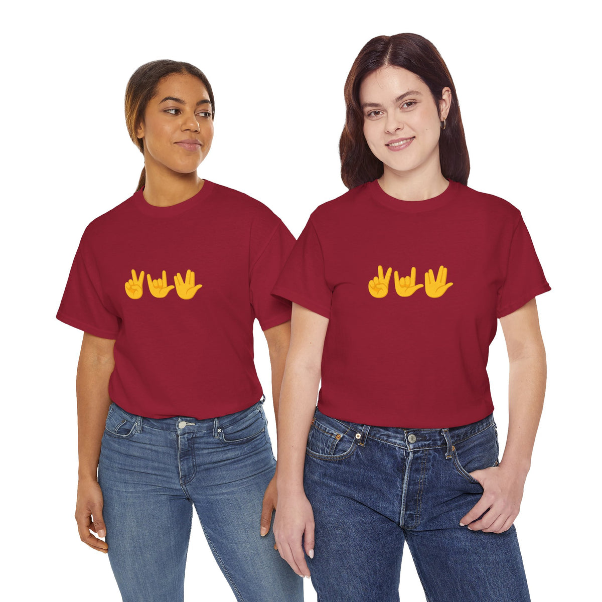 Peace, Love, Live Long Emoji Adult 100% Cotton T-Shirt (Multicolors)