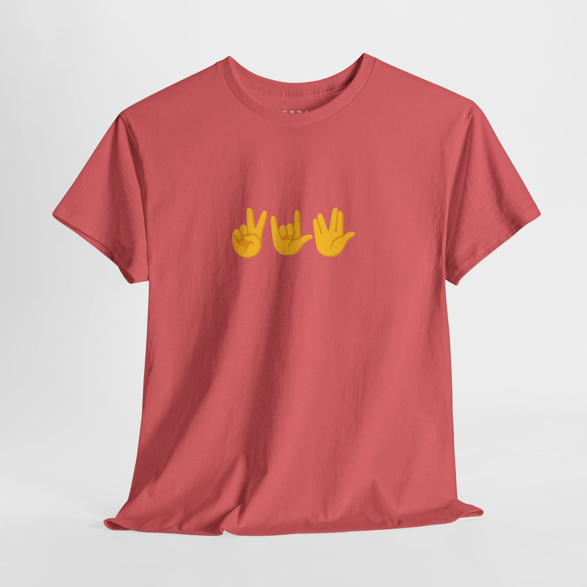 Peace, Love, Live Long Emoji Adult 100% Cotton T-Shirt (Multicolors)