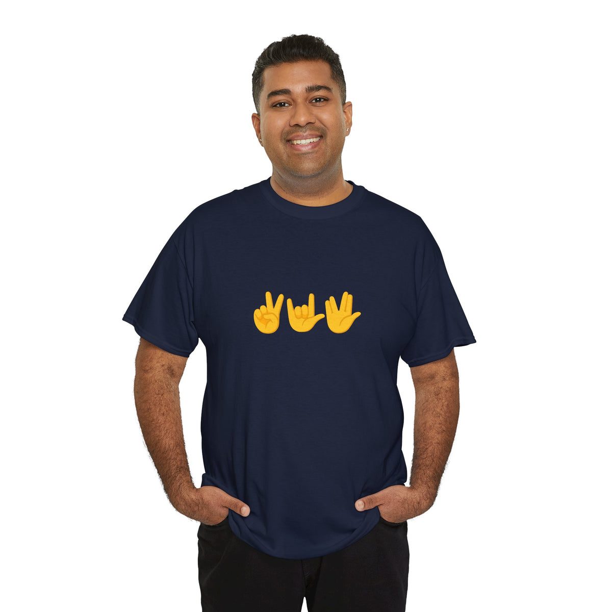 Peace, Love, Live Long Emoji Adult 100% Cotton T-Shirt (Multicolors)