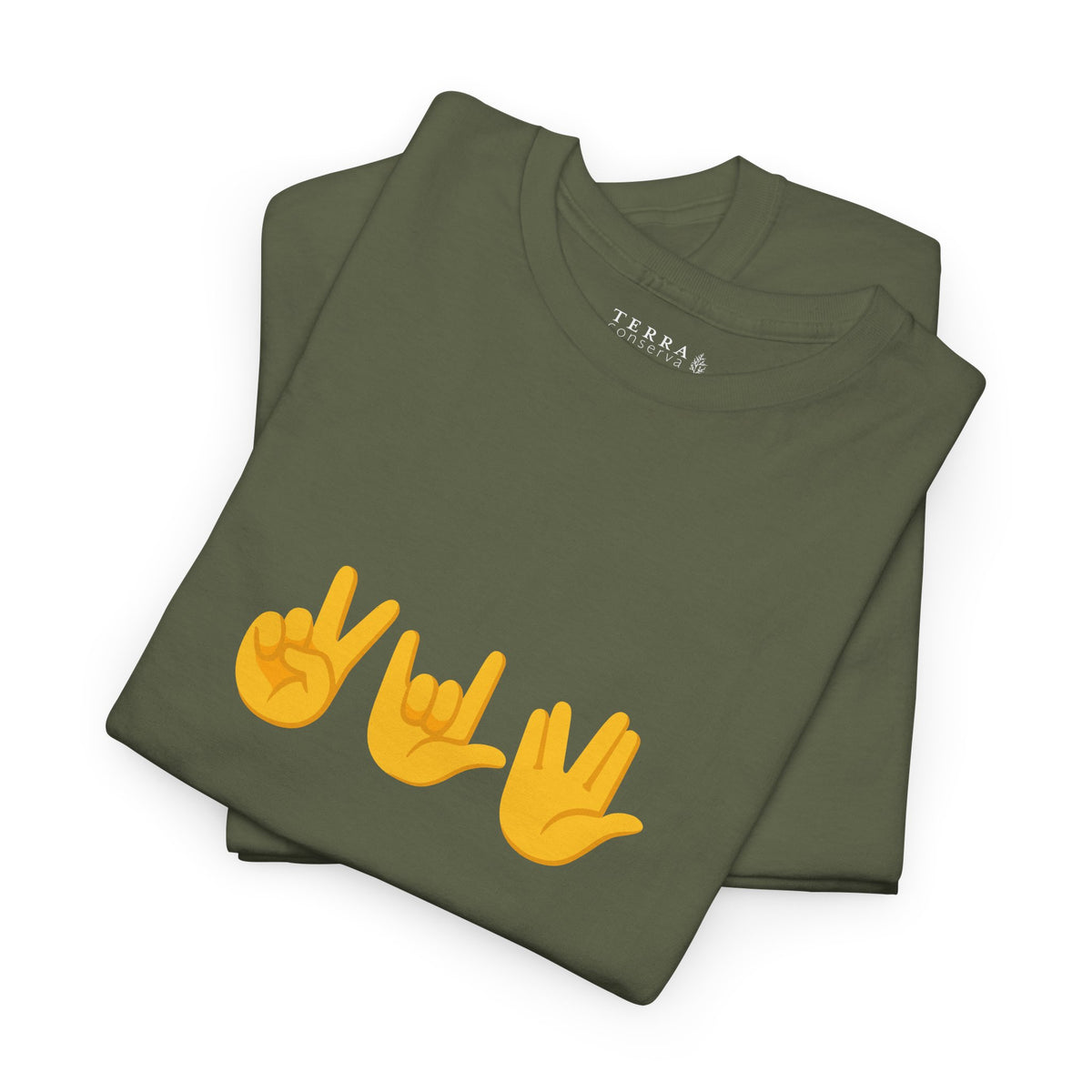 Peace, Love, Live Long Emoji Adult 100% Cotton T-Shirt (Multicolors)