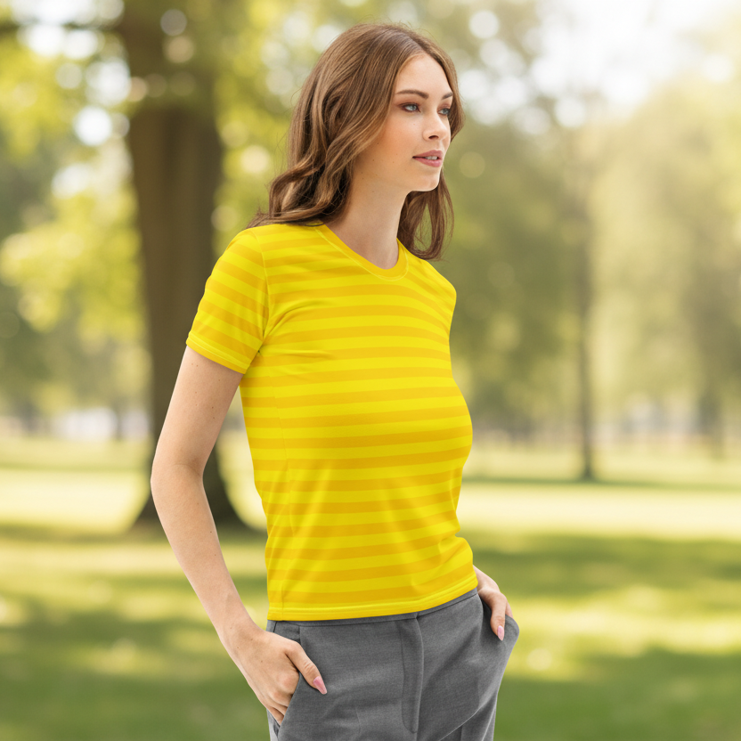 Citron Yellow Striped Women’s T-Shirt