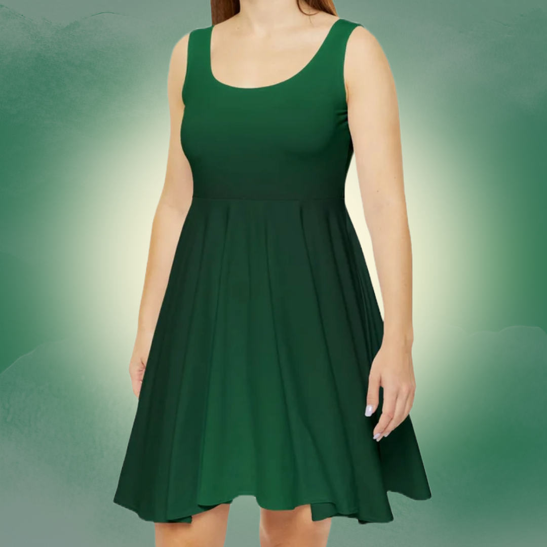 Emerald Green Ombr Women's Skater Dress XL Emerald Green Ombr Women's Skater Dress XL