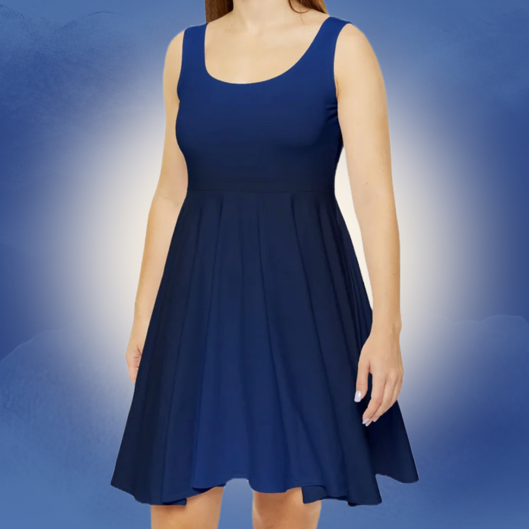 women's skater dresses Sapphire Blue Ombré Women's Skater Dress 2XL