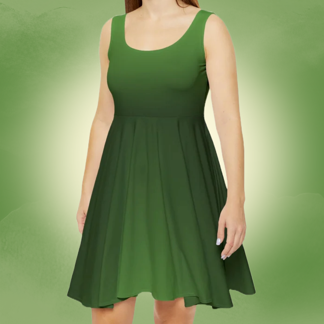 Peridot Green Ombr Women's Skater Dress S Peridot Green Ombr Women's Skater Dress S