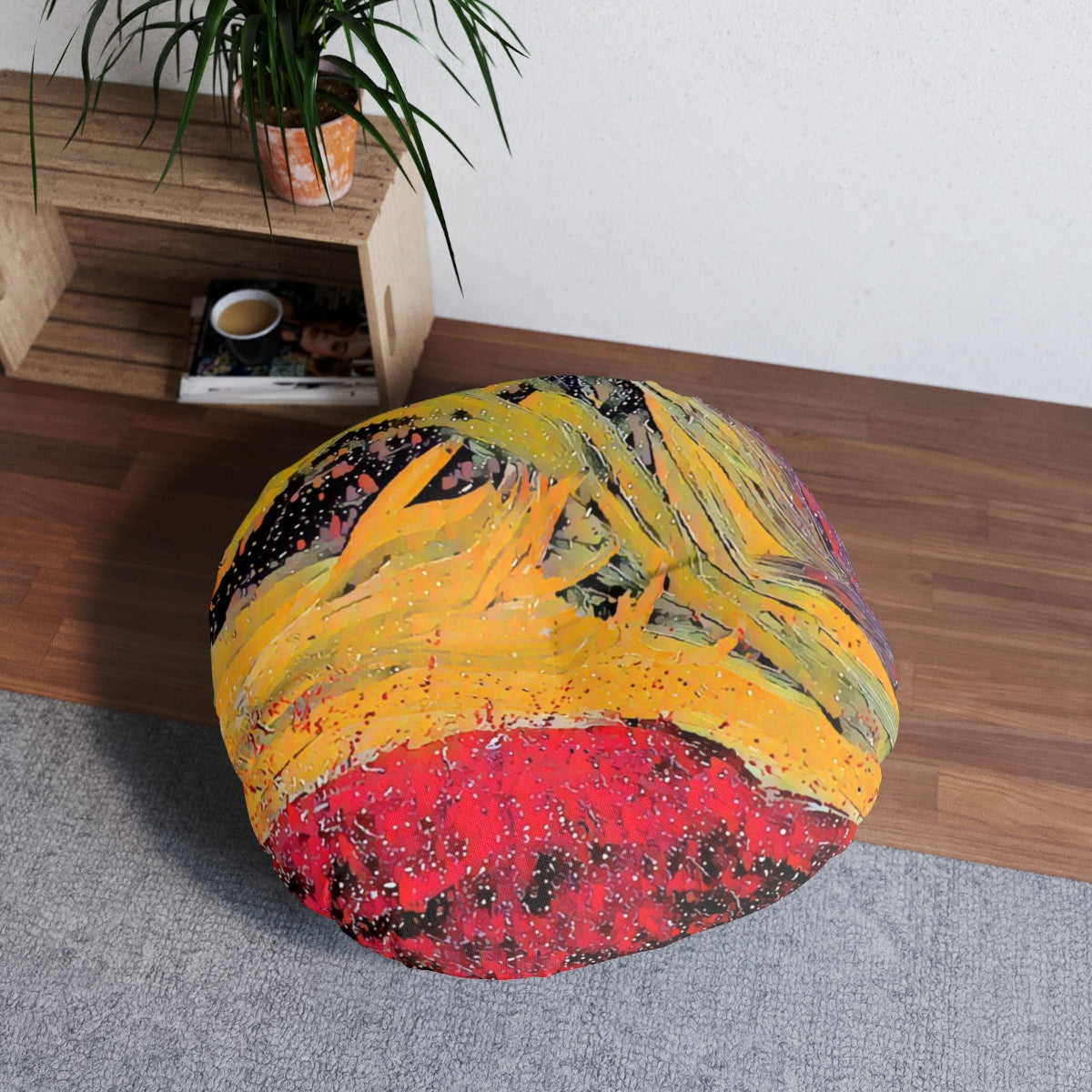 An Ocean of Color Tufted Floor Pillow, Round