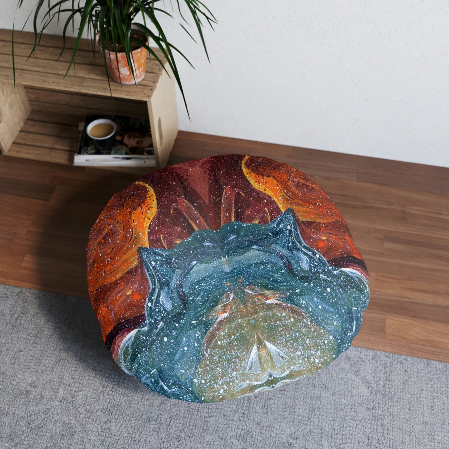 Cosmic Cell Division Tufted Floor Pillow, Round