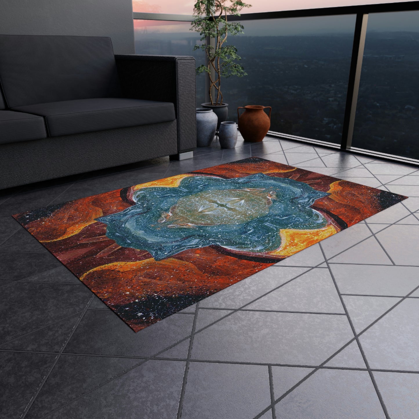 Cosmic Cell Division Outdoor Rug