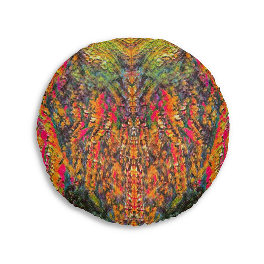 Two-Sided Brazen Colors Tufted Floor Pillow, Round