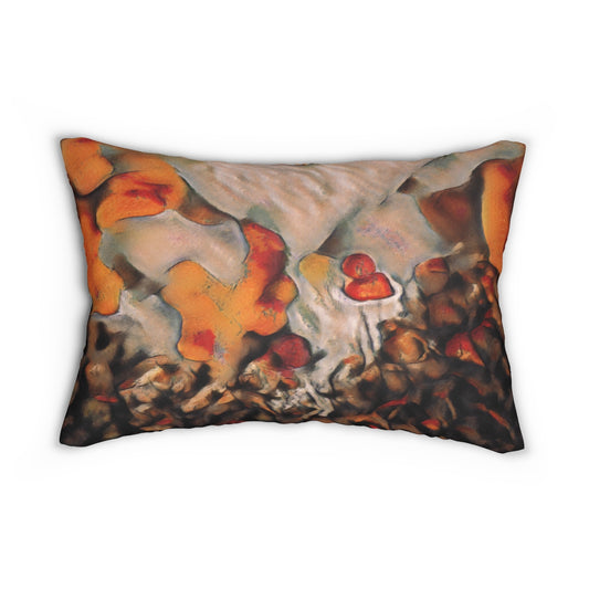 Burnt Umber Rocks Lumbar Pillow