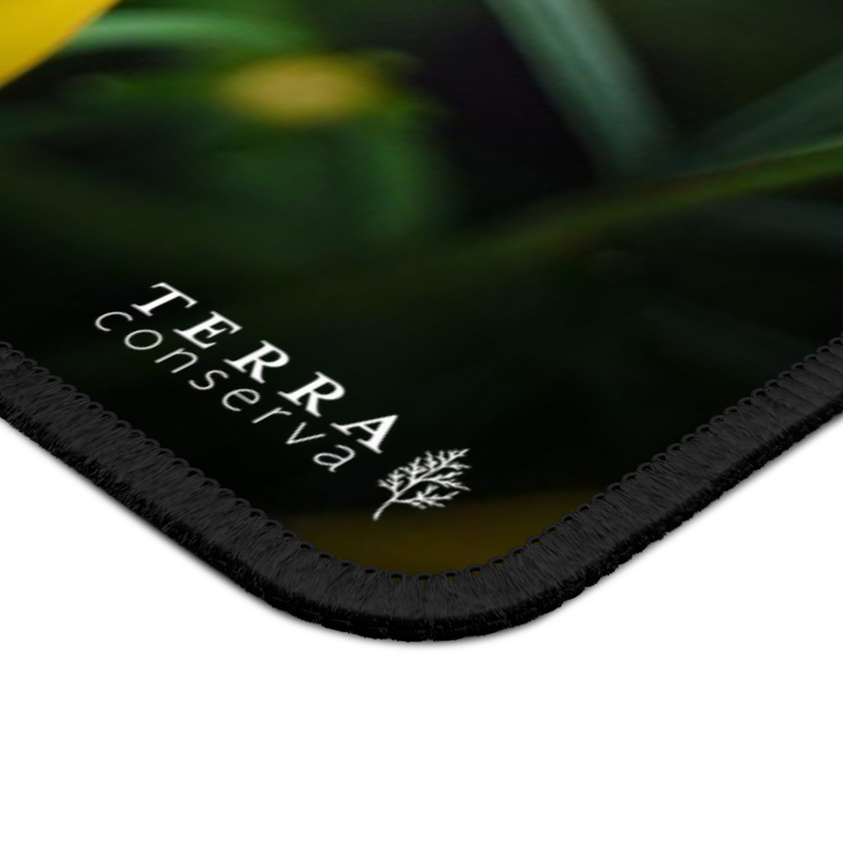 Metallic Green Bee on Yellow Flower Large Mouse Pad