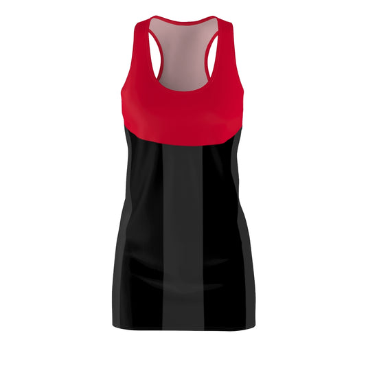 Red, Black & Gray Striped Slinky Women's Racerback Dress