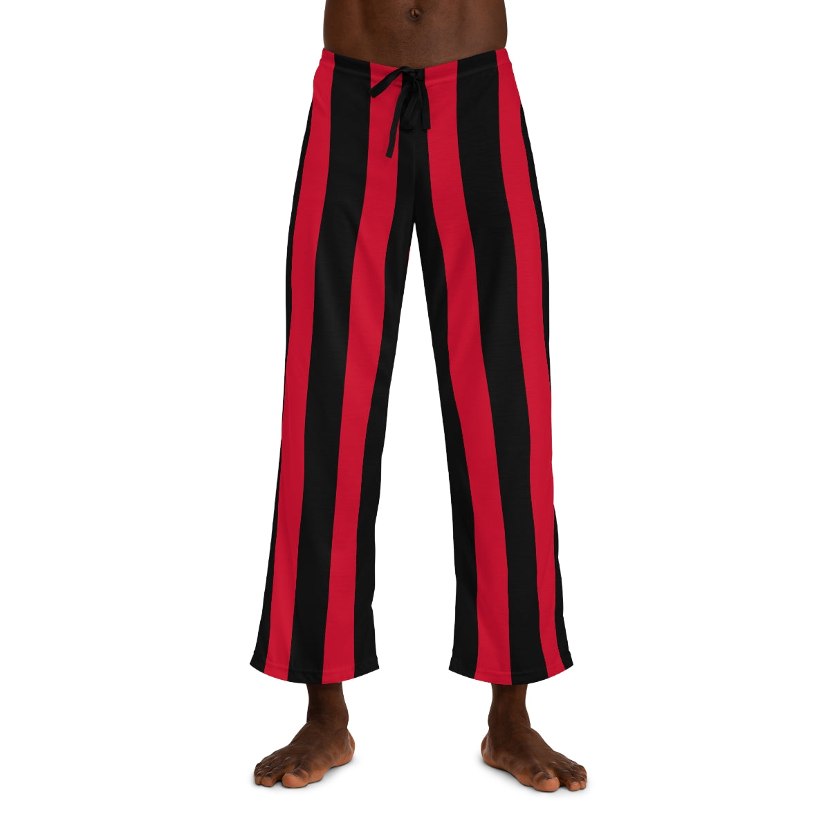 Red + Black Vertical Striped Men's Pajama Pants
