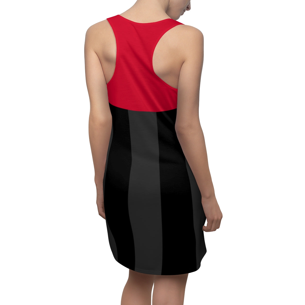 Red, Black & Gray Striped Slinky Women's Racerback Dress