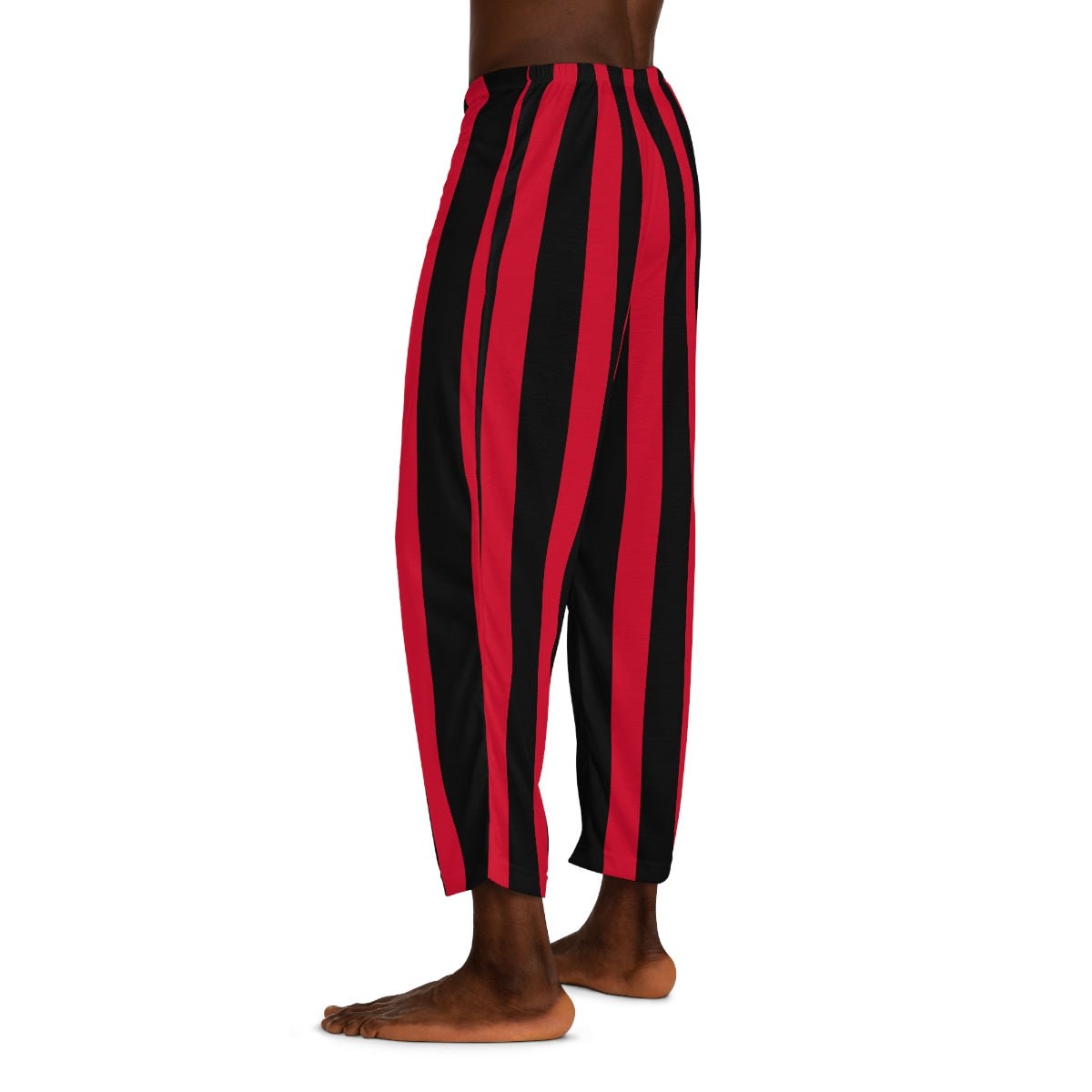Red + Black Vertical Striped Men's Pajama Pants