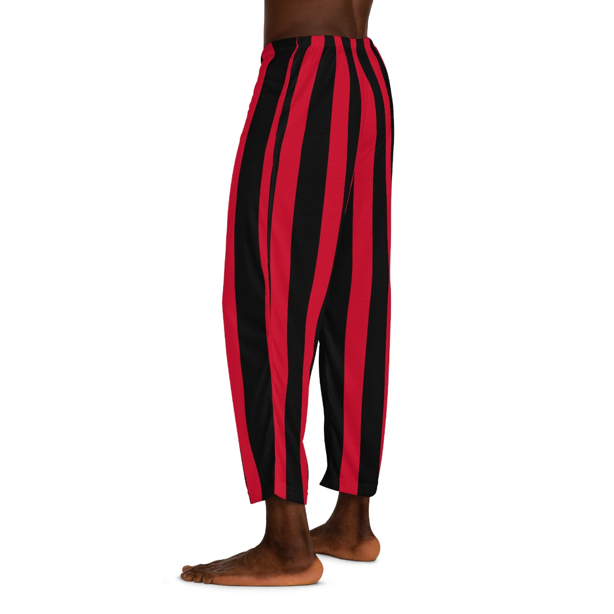 Red + Black Vertical Striped Men's Pajama Pants