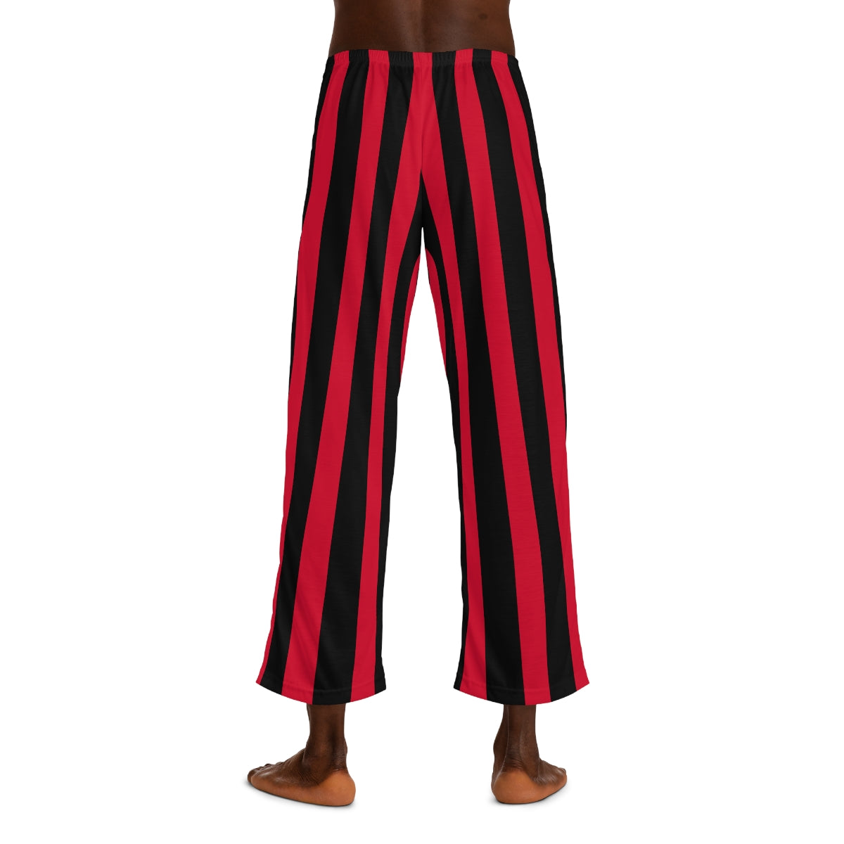 Red + Black Vertical Striped Men's Pajama Pants