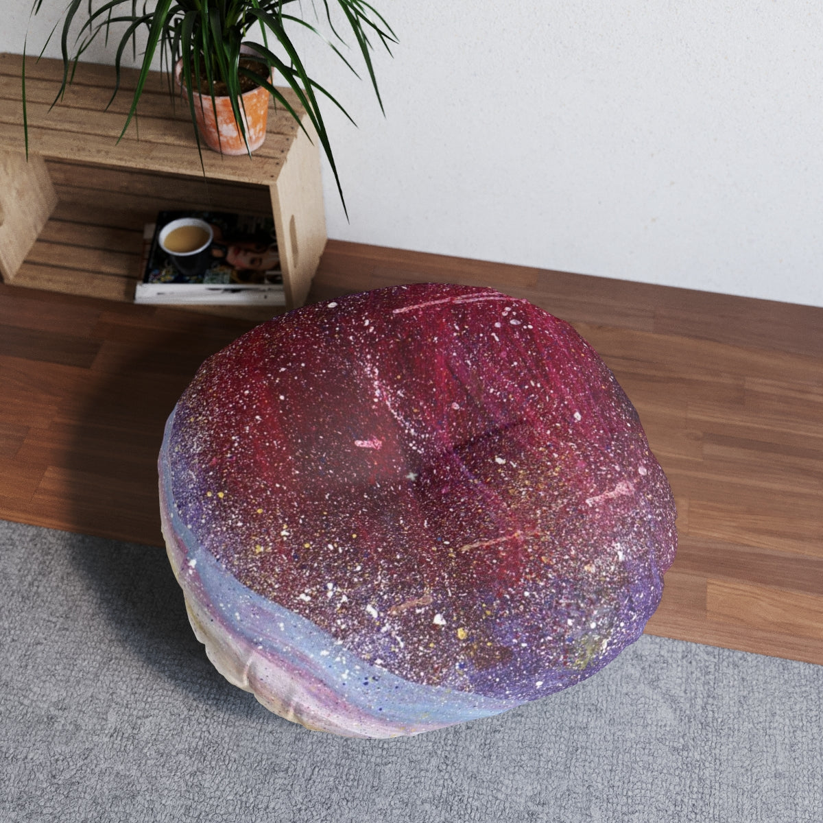 Plato's Cave Painting Tufted Floor Pillow, Round