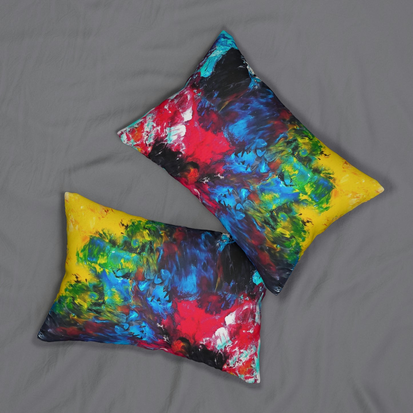 Colorful Paint Waves Lumbar Pillow