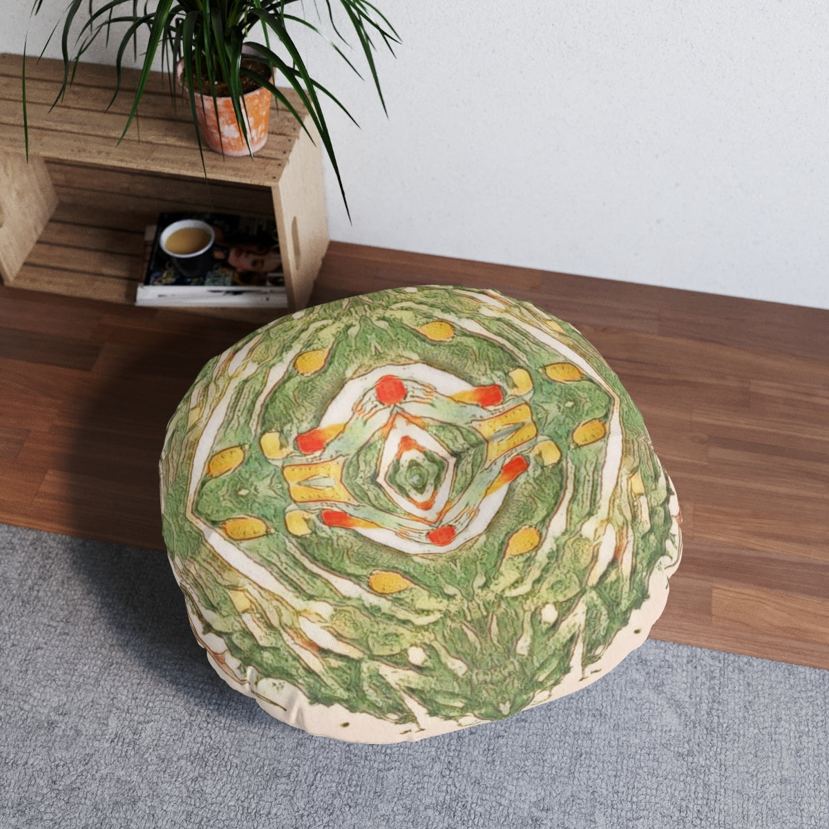 Earth Spirits Tufted Floor Pillow, Round