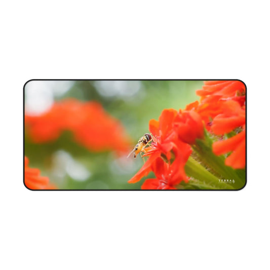 Flower Fly on Red Flowers Full-Size Gaming Mousepad