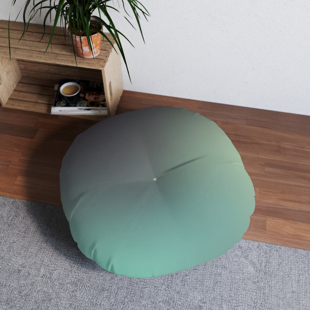 Sea Foam Tones Tufted Floor Pillow, Round