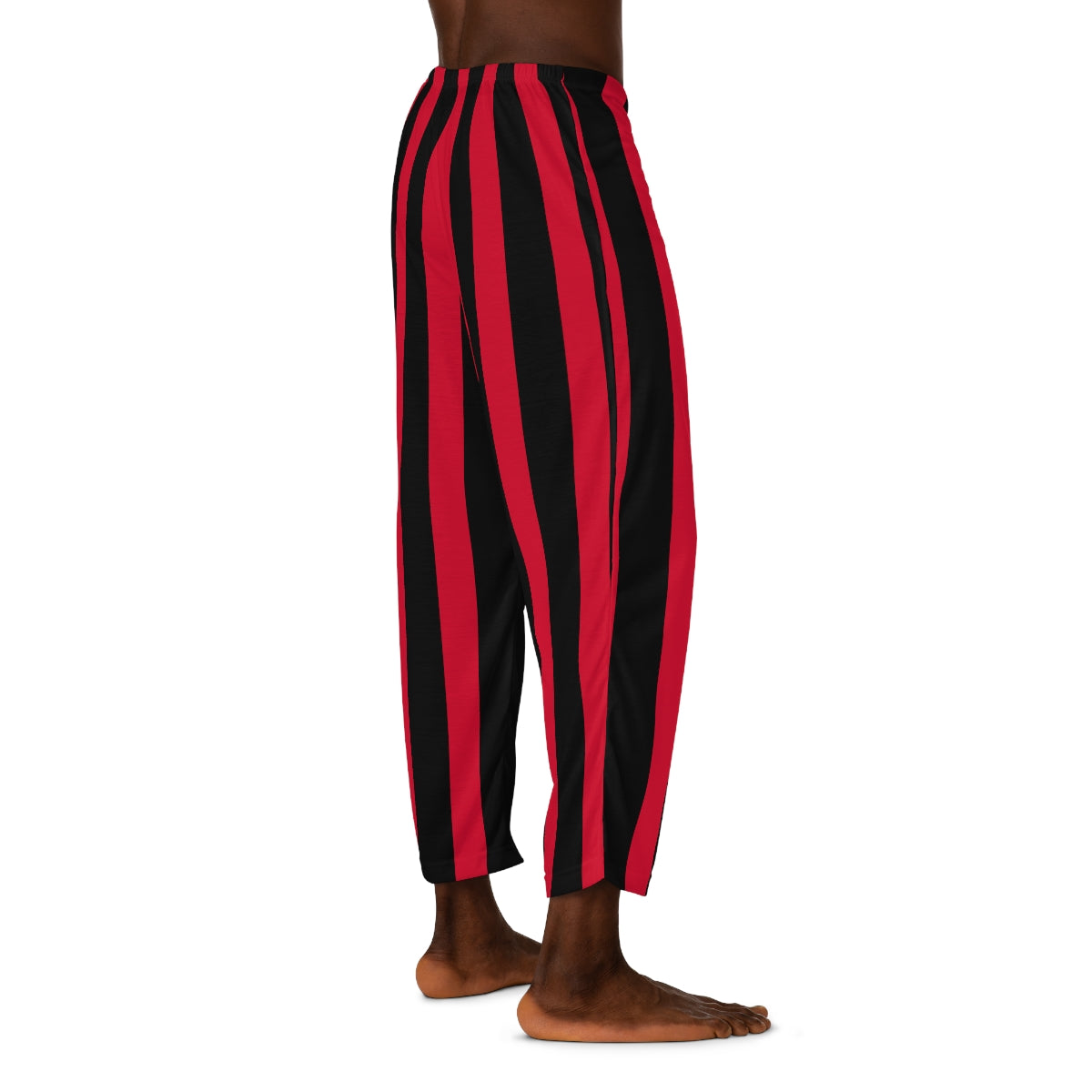 Red + Black Vertical Striped Men's Pajama Pants