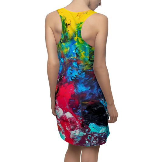 Colorful Paint Waves Slinky Racerback Dress