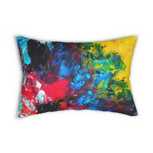 Colorful Paint Waves Lumbar Pillow