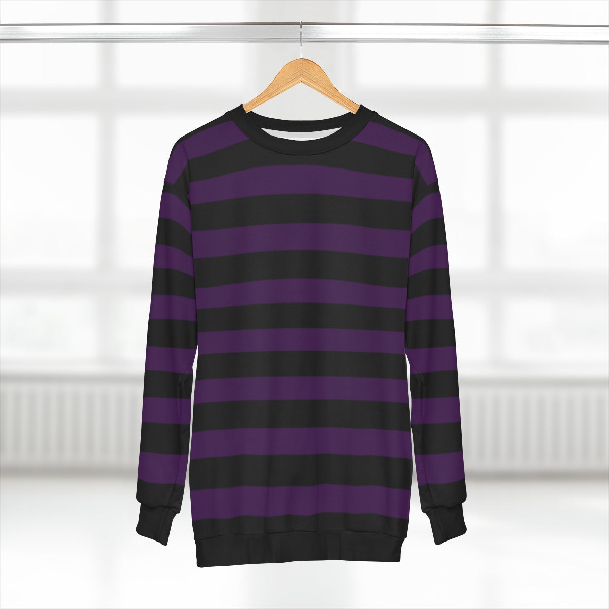 Eggplant Purple & Black Stripe Unisex Sweatshirt
