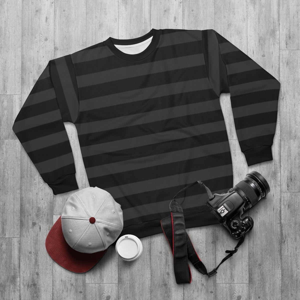 Warm Charcoal Gray & Black Stripe Unisex Sweatshirt
