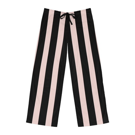 Gently Pink & Black Vertical Striped Men's Pajama Pants