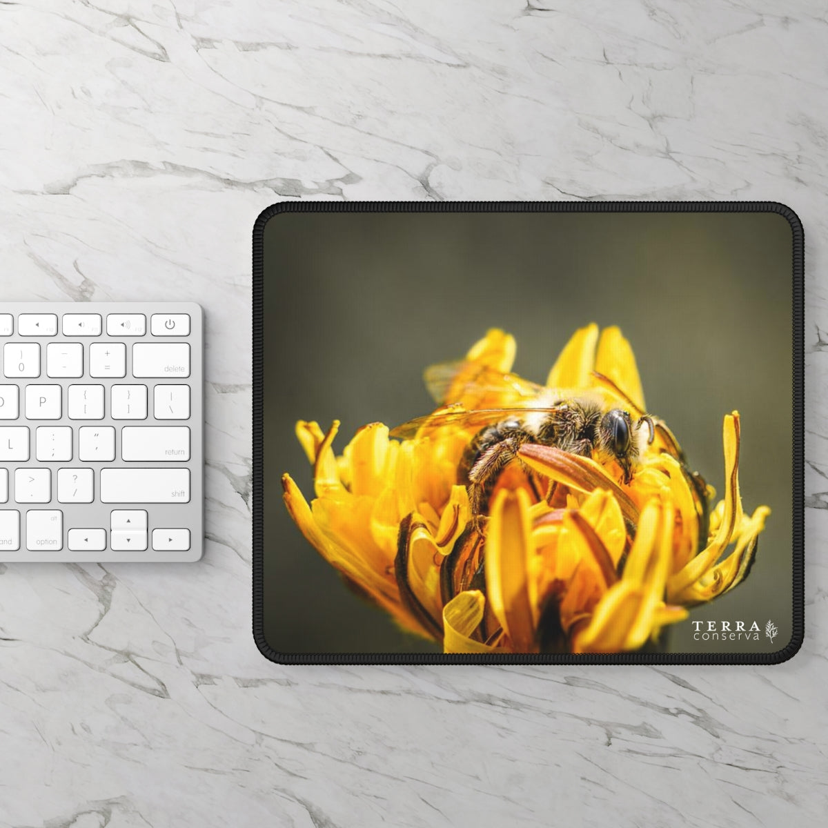 Bee Pollinating Dandelion Large Mouse Pad