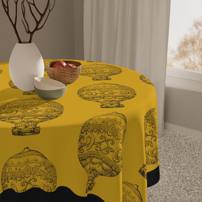 Golden Vintage Hot Air Balloon 55-inch Square Tablecloth