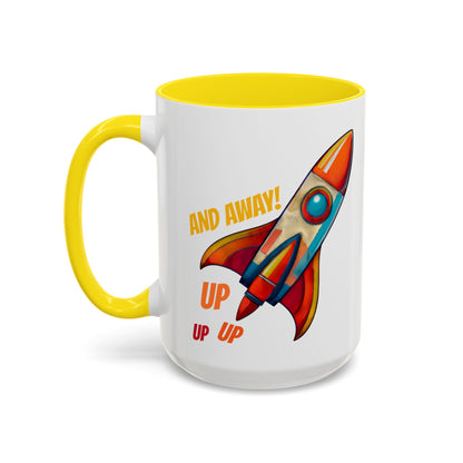 Rocket Ship Liftoff Colorful Ceramic Mug (11, 15oz)