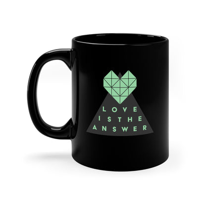 Geometric Love is the Answer 11oz Black Mug