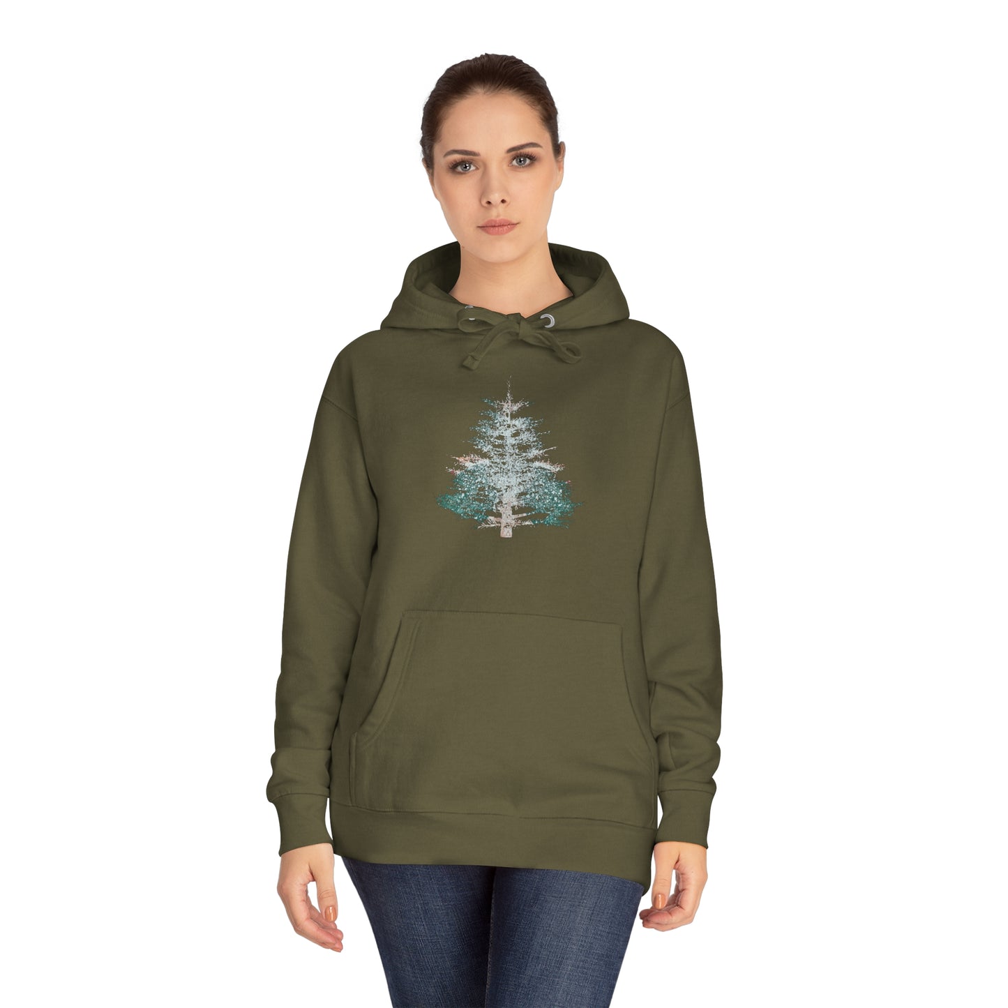 Painted Pine Tree Adult Fleece Hoodie