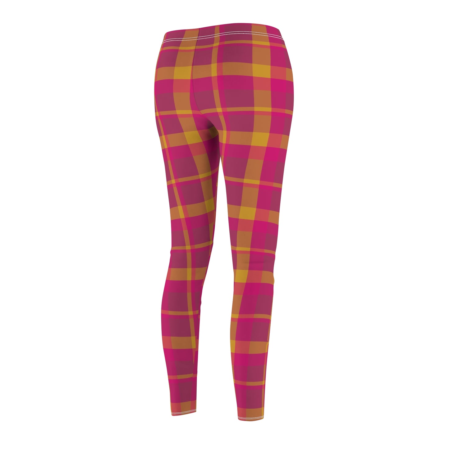 Pink + Yellow Plaid Women's Extra Soft Brushed Suede Leggings