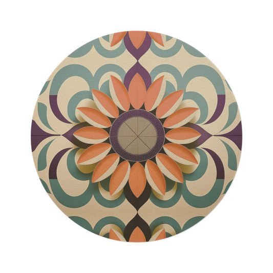 Neutral Flower Round Rug