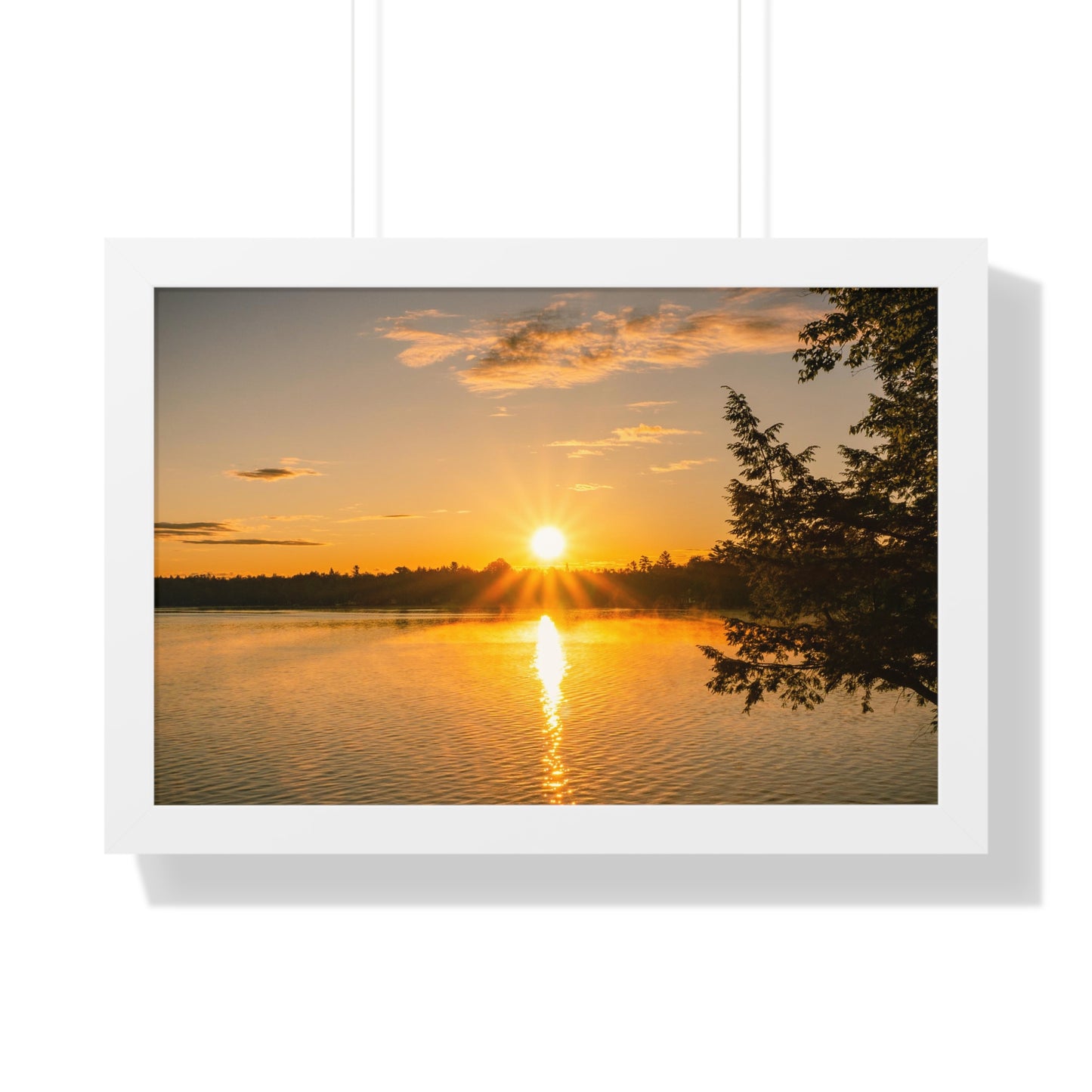 Summer Sunrise Over A Maine Lake Framed Matte Print