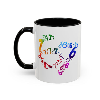 6-7 Meme Illusion Colorful Handle Ceramic Mug (11, 15oz)