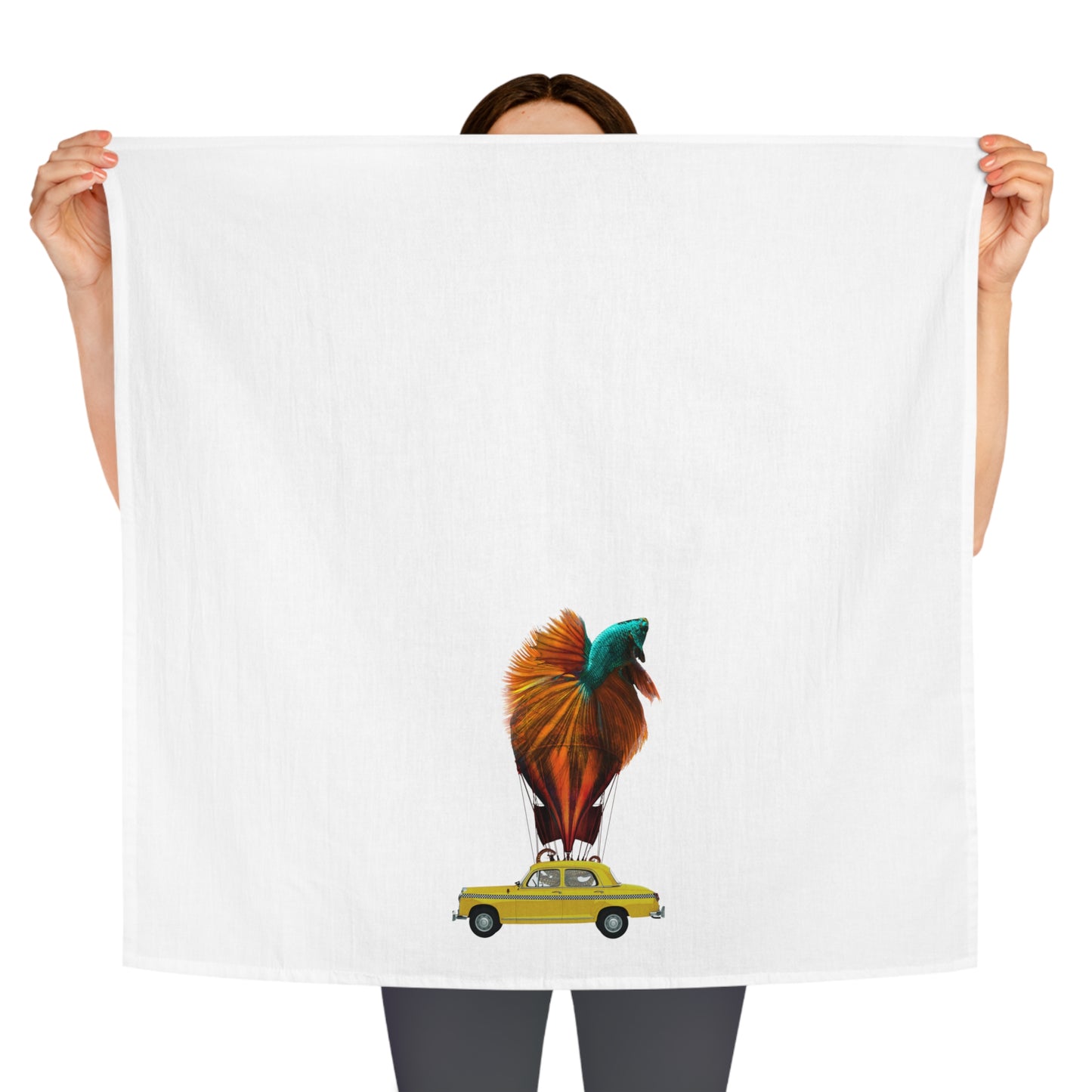 Aquamobile Taxi Service Large Cotton Dish Towel | Surreal Art